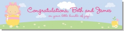 Blooming Baby Girl Caucasian - Personalized Baby Shower Banners