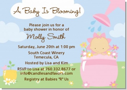 Blooming Baby Girl Caucasian - Baby Shower Invitations