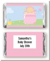 Blooming Baby Girl Caucasian - Personalized Baby Shower Mini Candy Bar Wrappers