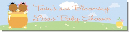 Blooming Baby Twins African American - Personalized Baby Shower Banners