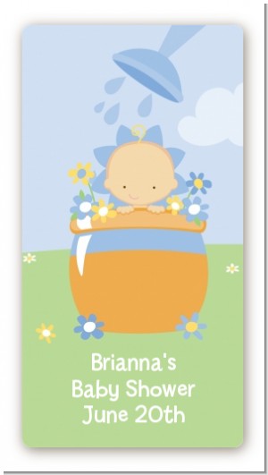 Blooming Baby Boy Caucasian - Custom Rectangle Baby Shower Sticker/Labels