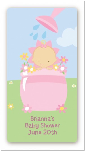 Blooming Baby Girl Caucasian - Custom Rectangle Baby Shower Sticker/Labels