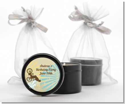 BMX Rider - Birthday Party Black Candle Tin Favors