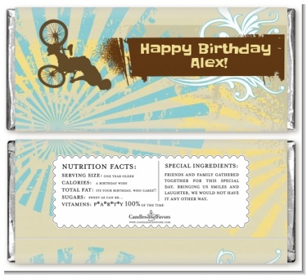 BMX Rider - Personalized Birthday Party Candy Bar Wrappers
