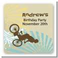 BMX Rider - Square Personalized Birthday Party Sticker Labels thumbnail