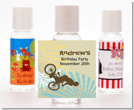 BMX Rider - Personalized Birthday Party Hand Sanitizers Favors