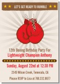 Boxing Gloves - Birthday Party Invitations