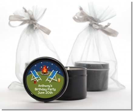 Bonfire - Birthday Party Black Candle Tin Favors