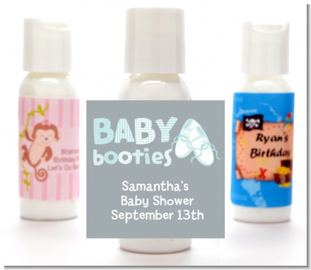 Booties Blue - Personalized Baby Shower Lotion Favors