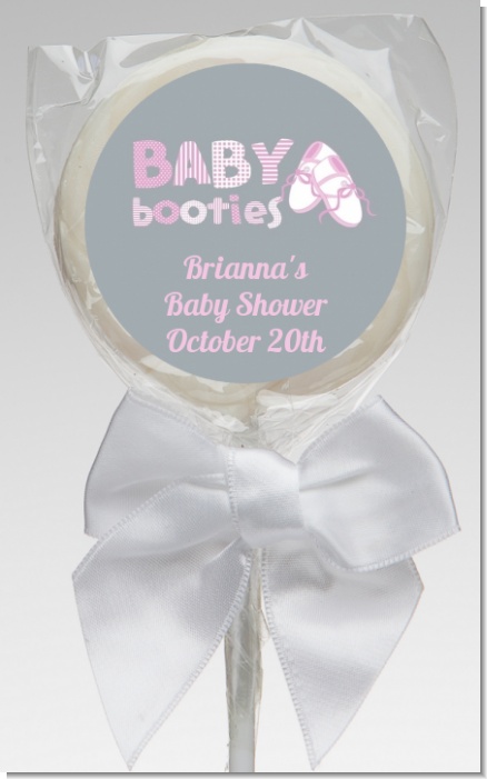 Booties Pink - Personalized Baby Shower Lollipop Favors