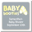 Booties Yellow - Square Personalized Baby Shower Sticker Labels thumbnail