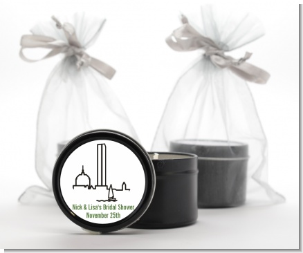 Boston Skyline - Bridal Shower Black Candle Tin Favors