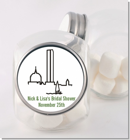 Boston Skyline - Personalized Bridal Shower Candy Jar