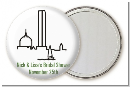 Boston Skyline - Personalized Bridal Shower Pocket Mirror Favors