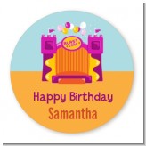 Bounce House Purple and Orange - Round Personalized Birthday Party Sticker Labels