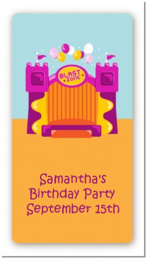 Bounce House Purple and Orange - Custom Rectangle Birthday Party Sticker/Labels