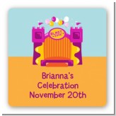 Bounce House Purple and Orange - Square Personalized Birthday Party Sticker Labels