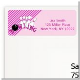 Bowling Girl - Birthday Party Return Address Labels