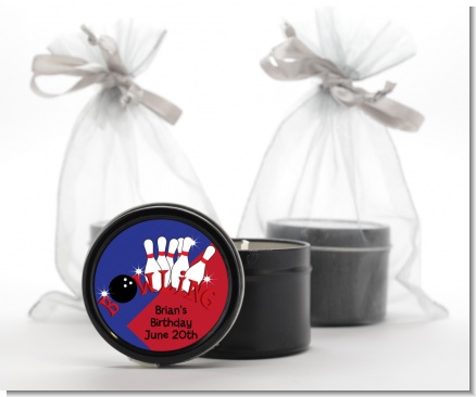 Bowling Boy - Birthday Party Black Candle Tin Favors