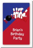 Bowling Boy - Custom Large Rectangle Birthday Party Sticker/Labels