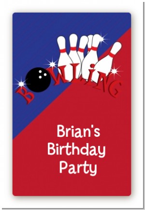 Bowling Boy - Custom Large Rectangle Birthday Party Sticker/Labels