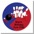 Bowling Boy - Round Personalized Birthday Party Sticker Labels thumbnail