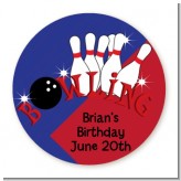 Bowling Boy - Round Personalized Birthday Party Sticker Labels