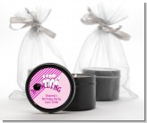 Bowling Girl - Birthday Party Black Candle Tin Favors
