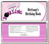 Bowling Girl - Personalized Birthday Party Candy Bar Wrappers