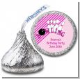 Bowling Girl - Hershey Kiss Birthday Party Sticker Labels thumbnail