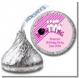 Bowling Girl - Hershey Kiss Birthday Party Sticker Labels thumbnail