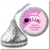 Bowling Girl - Hershey Kiss Birthday Party Sticker Labels