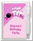 Bowling Girl - Birthday Party Personalized Notebook Favor