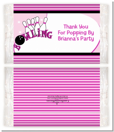 Bowling Girl - Personalized Popcorn Wrapper Birthday Party Favors