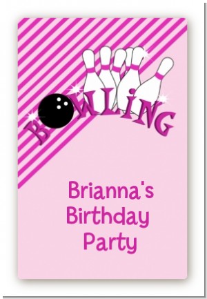 Bowling Girl - Custom Large Rectangle Birthday Party Sticker/Labels