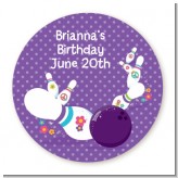 Bowling Party - Round Personalized Birthday Party Sticker Labels