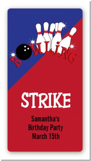 Bowling Boy - Custom Rectangle Birthday Party Sticker/Labels