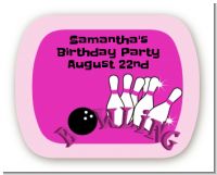 Bowling Girl - Personalized Birthday Party Rounded Corner Stickers