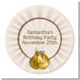 Boxing Gloves - Round Personalized Birthday Party Sticker Labels