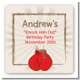 Boxing Gloves - Square Personalized Birthday Party Sticker Labels thumbnail