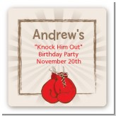 Boxing Gloves - Square Personalized Birthday Party Sticker Labels