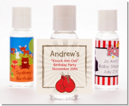 Boxing Gloves - Personalized Birthday Party Hand Sanitizers Favors