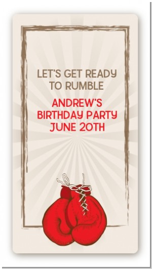 Boxing Gloves - Custom Rectangle Birthday Party Sticker/Labels