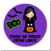 Boy Cape Costume - Round Personalized Halloween Sticker Labels