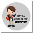 Boy Student - Round Personalized School Sticker Labels thumbnail