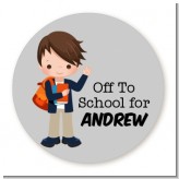 Boy Student - Round Personalized School Sticker Labels