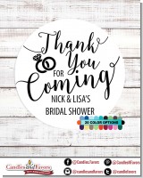 Thank You For Coming - Round Personalized Bridal Shower Sticker Labels