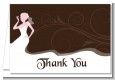 Bridal Silhouette Floral Pink - Bridal Shower Thank You Cards thumbnail