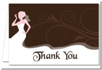 Bridal Silhouette Floral Pink - Bridal Shower Thank You Cards