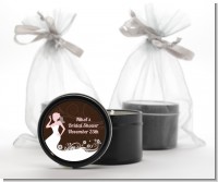 Bridal Silhouette Floral Pink - Bridal Shower Black Candle Tin Favors